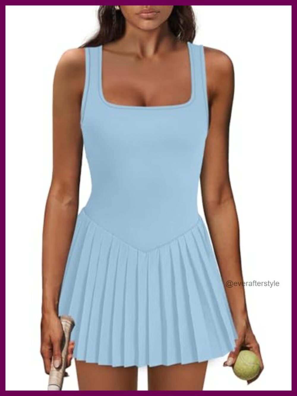 NIASHOT Athletic Dress with Built-in Shorts Sleeveless Golf Tennis Dress